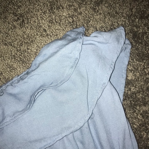 Baby Blue Strapless Romper with Ruffles Cotton - Picture 2 of 4